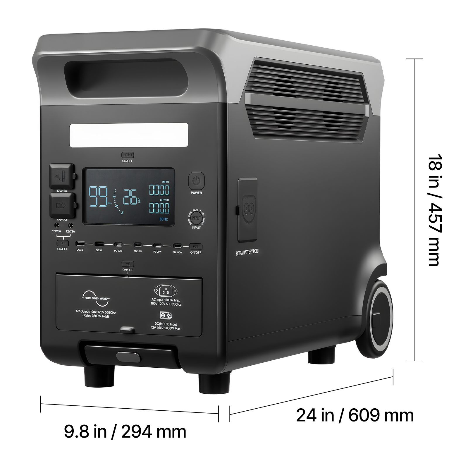 3600W 3840Wh LiFePO4 Power Station Expandable Camping