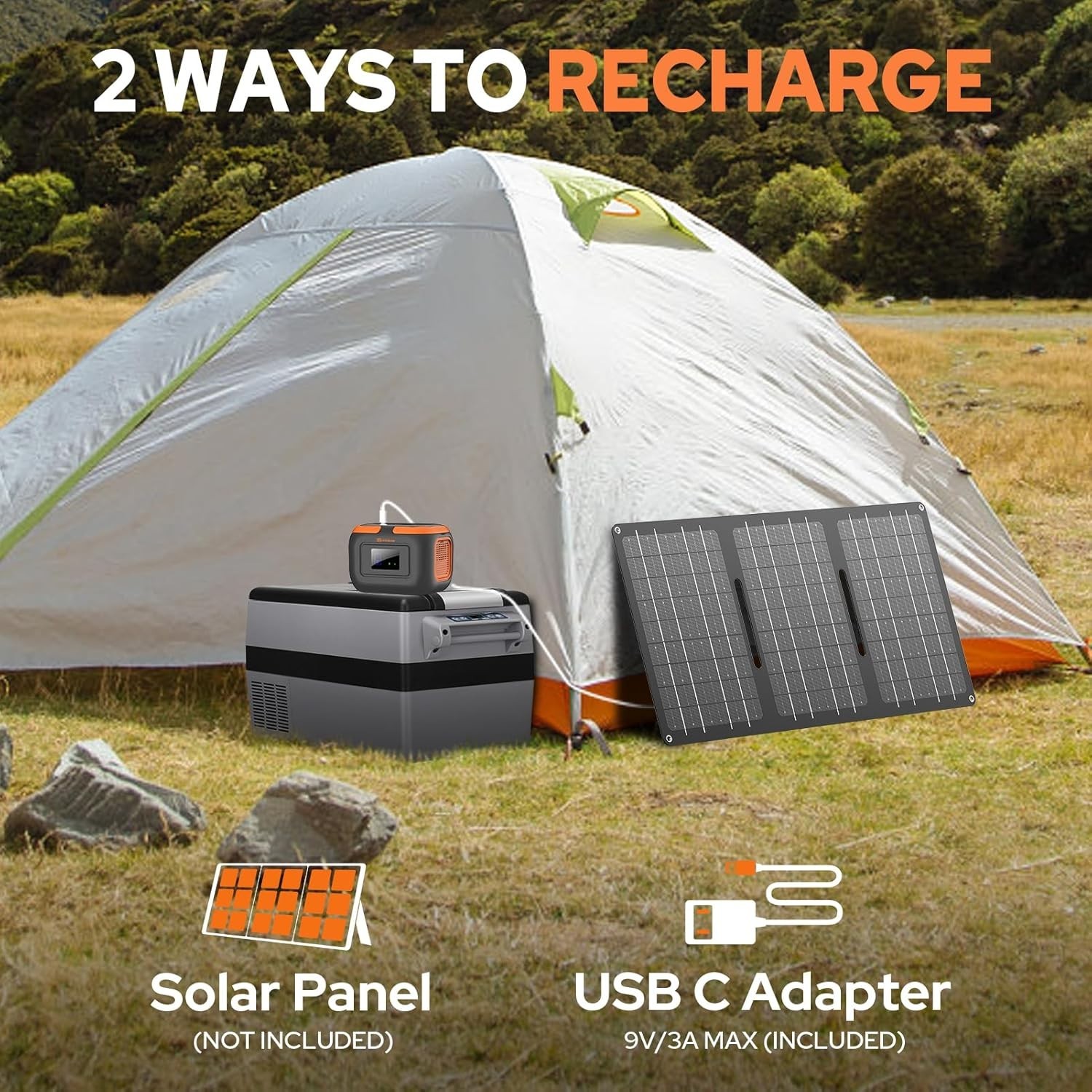 120W Portable Solar Power Station with USB-C & AC Outlets