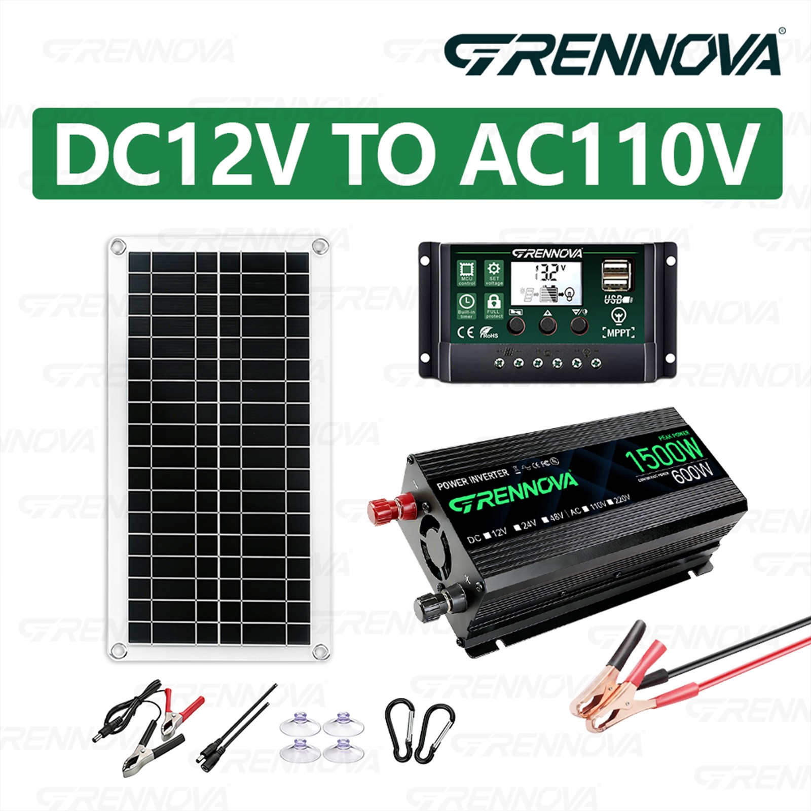 Grennova 1500W Solar Kit 30W 60A MPPT Off-Grid Home RV Backup