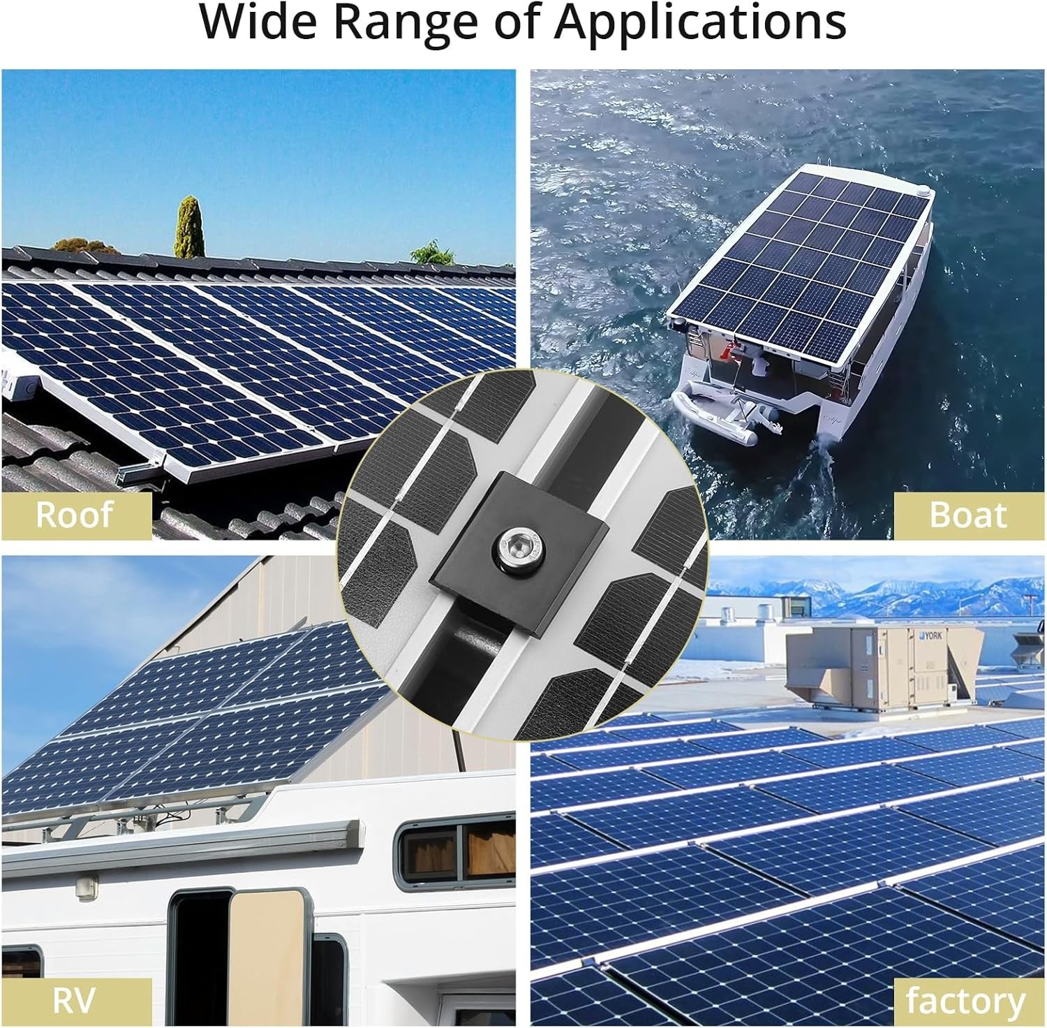 10 Pcs Versatile Solar Panel Mid Clamps – Heavy-Duty for All Roof Types in Black
