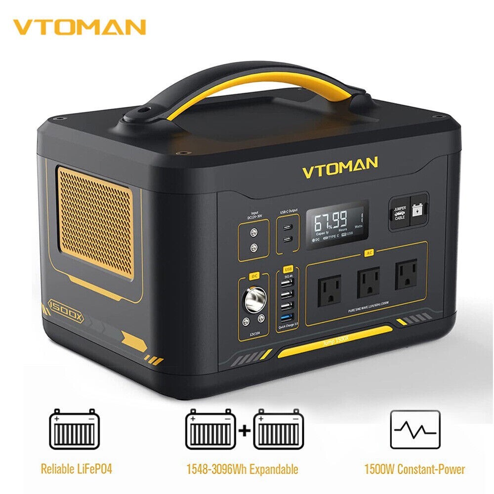 VTOMAN Jump 1500X USB Portable Power Station, 828Wh LiFePO4 Generator MSRP $1499