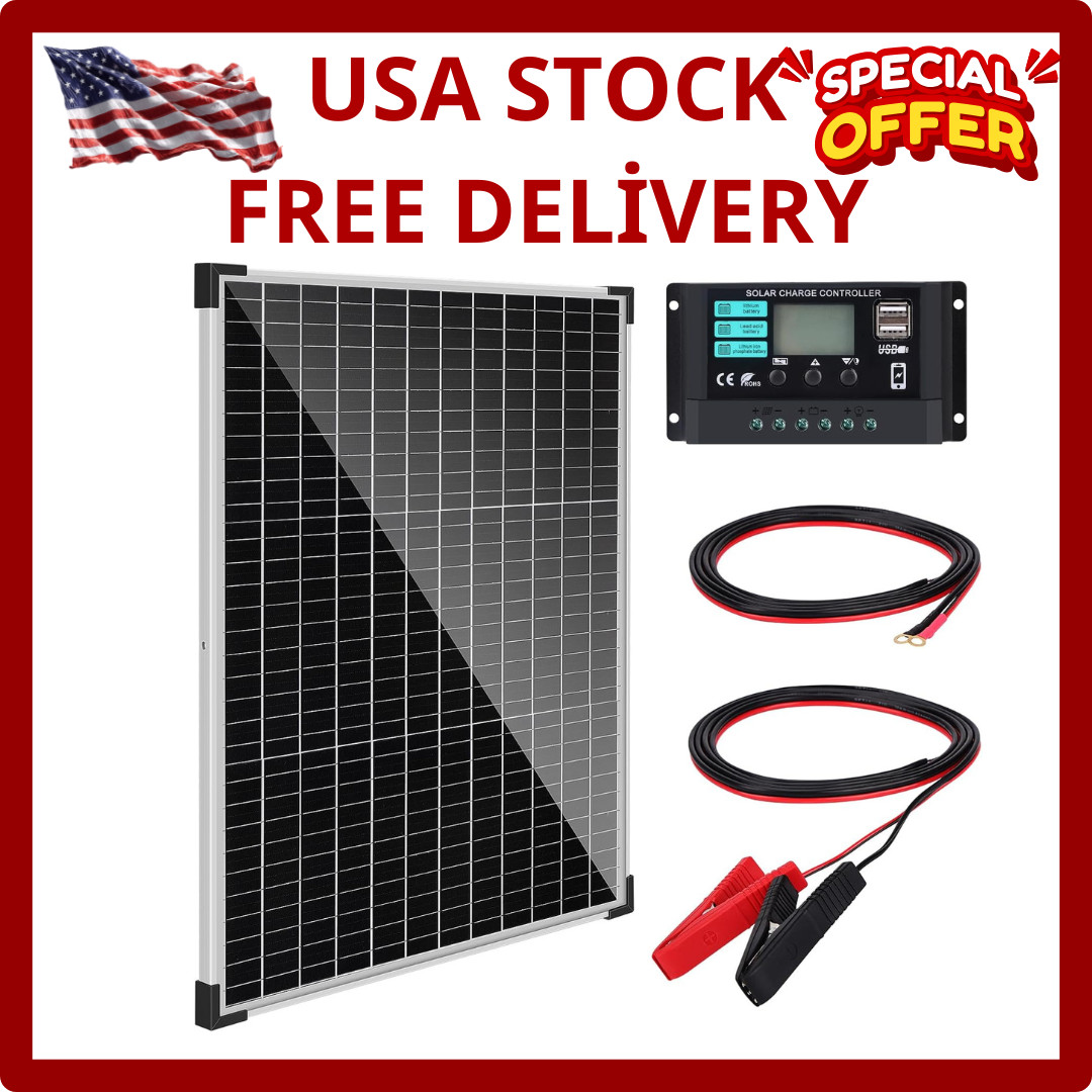 50W Solar Panel Kit with 10A Controller for RV, Boat, and Off-Grid Use