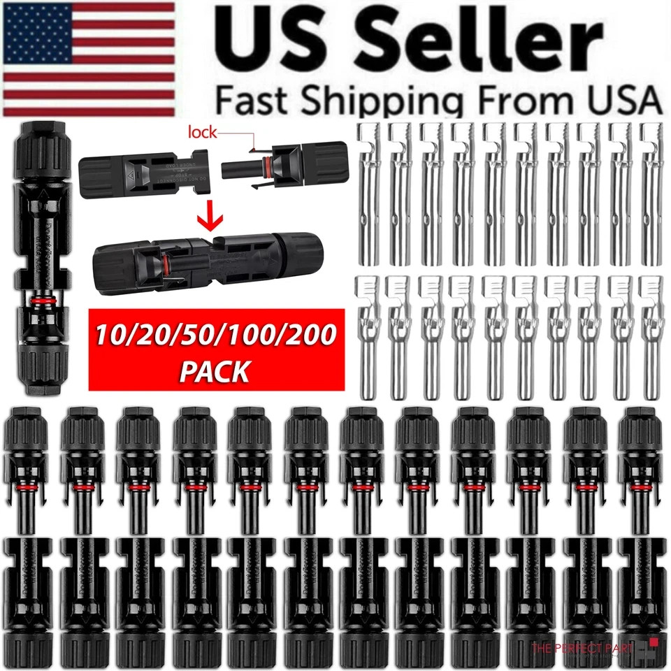 10/20 Pairs Male Female Solar Cable Connectors For DIY Solar Panel US