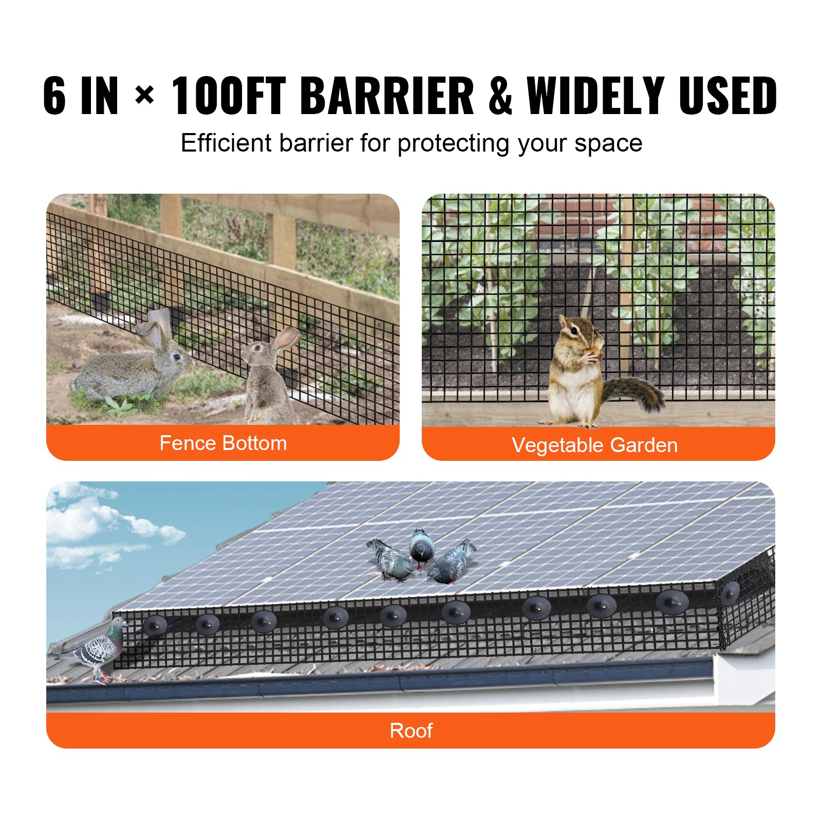 Uimoso 6 inx 100ft Solar Panel Bird Guard Critter Guard Roll Kit 60pcs Fasteners