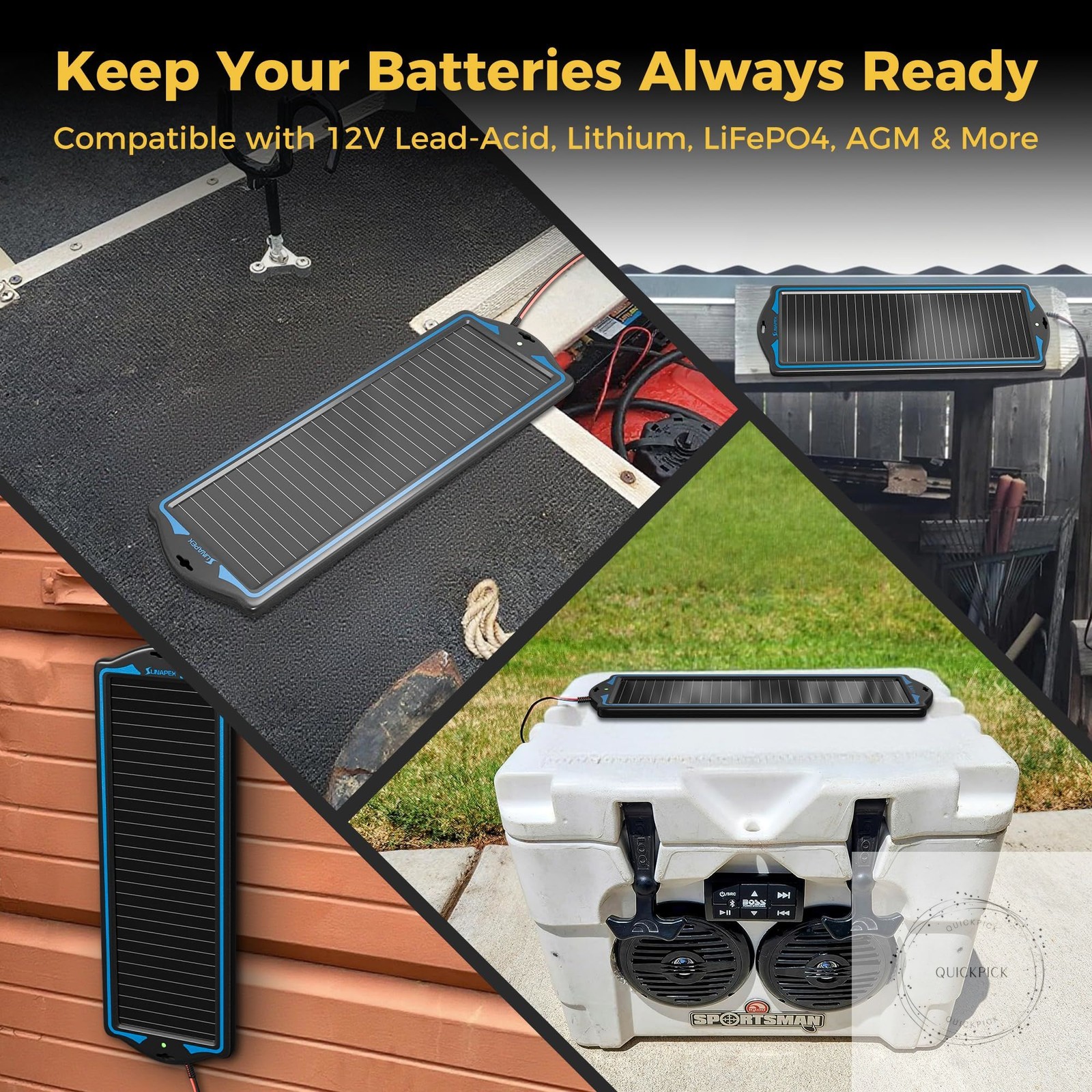 12V Solar Battery Charge: Waterproof Portable Solar Panel Kit Battery Maintainer