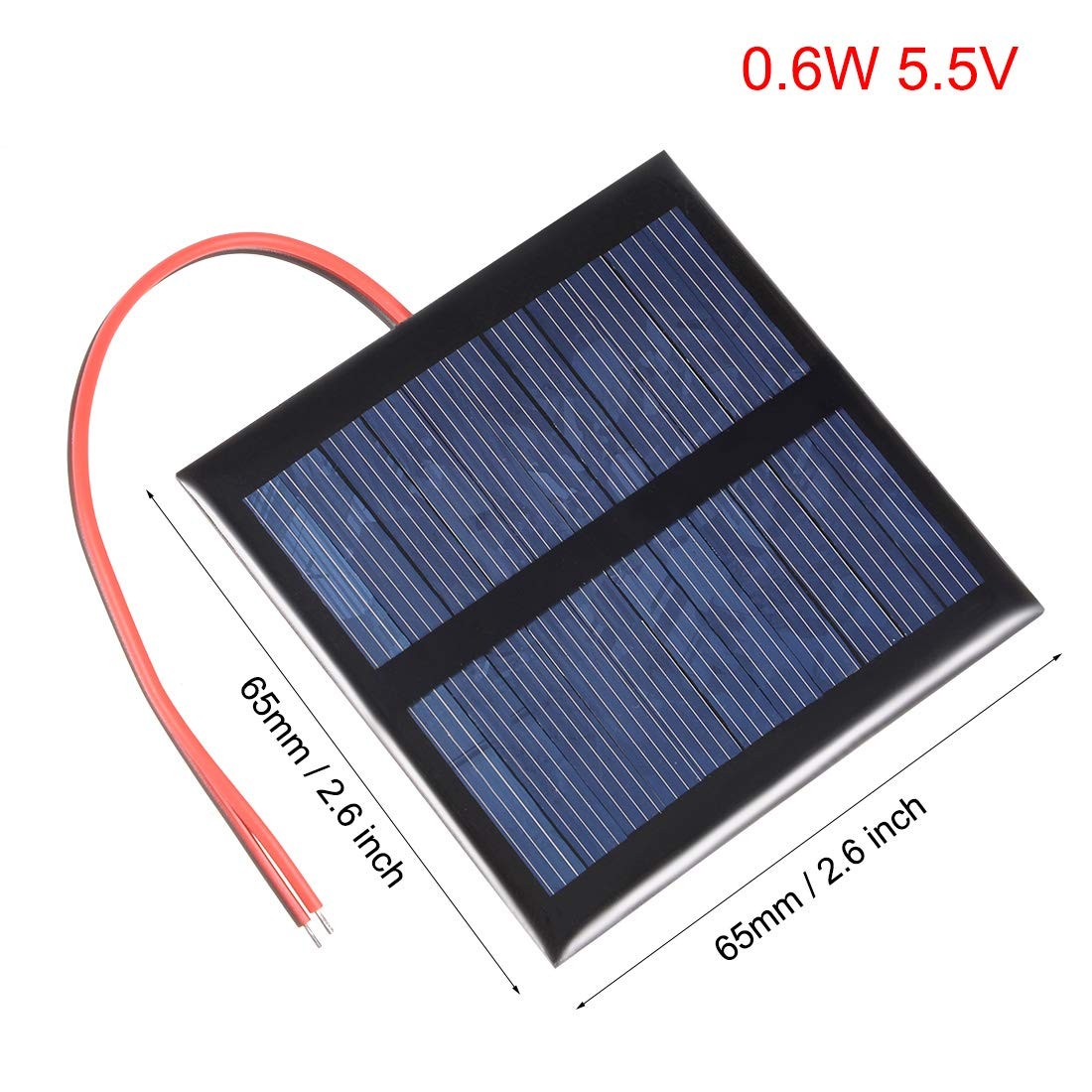 uxcell 5Pcs 0.6W 5.5V Small Solar Panel Module DIY with 100mm Wire
