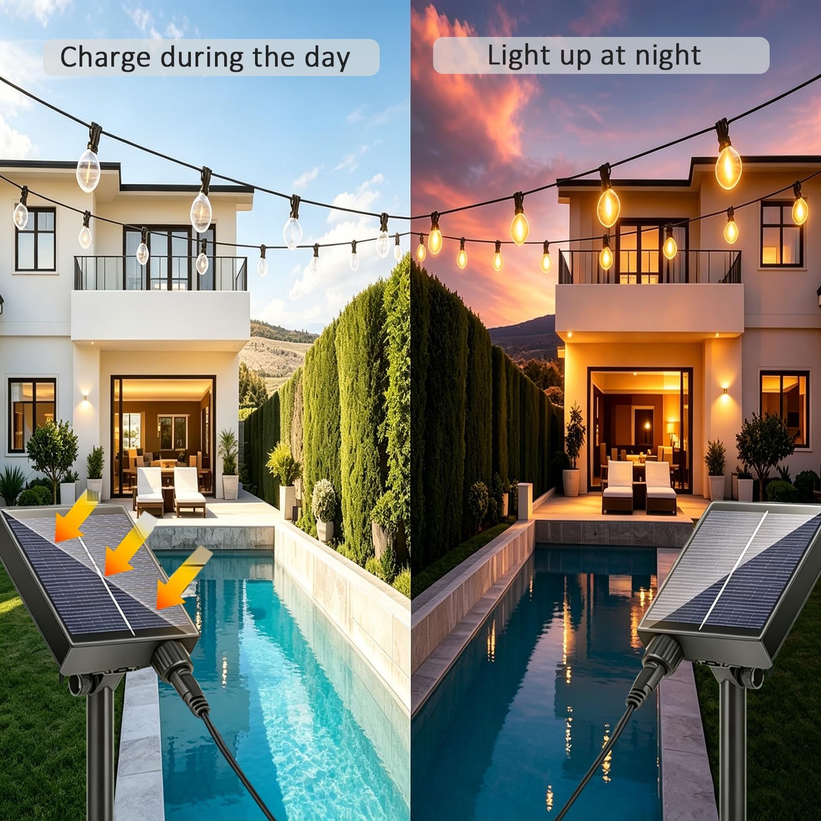 Solar Battery Box for 24V LED String Lights, 1200mAh Lithium Solar Panel with…
