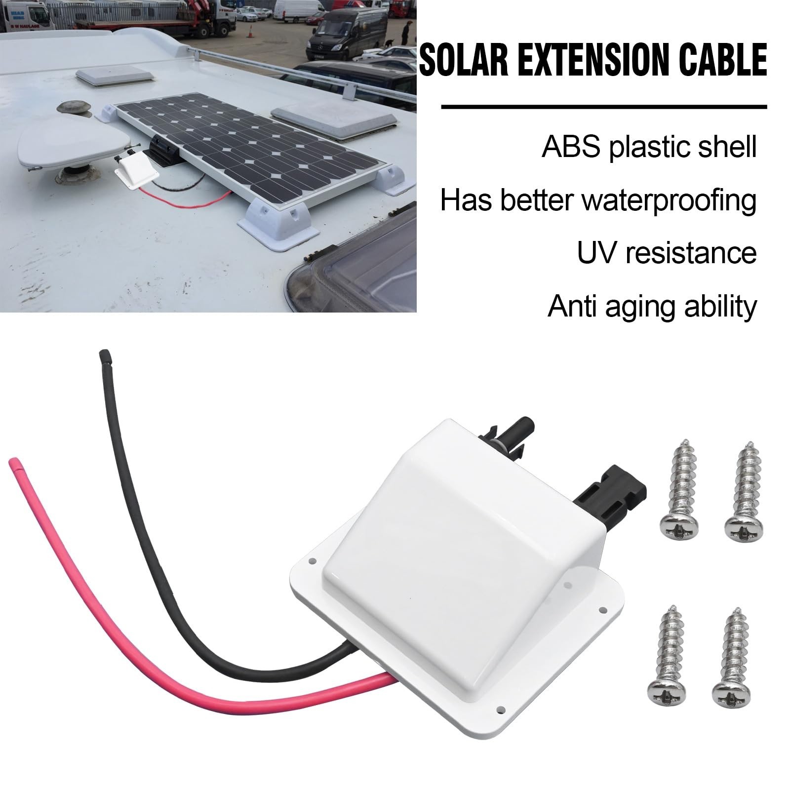 Solar Cable Entry Gland Box – 1FT 10AWG Soft Extension Cable & Connector, UV Res