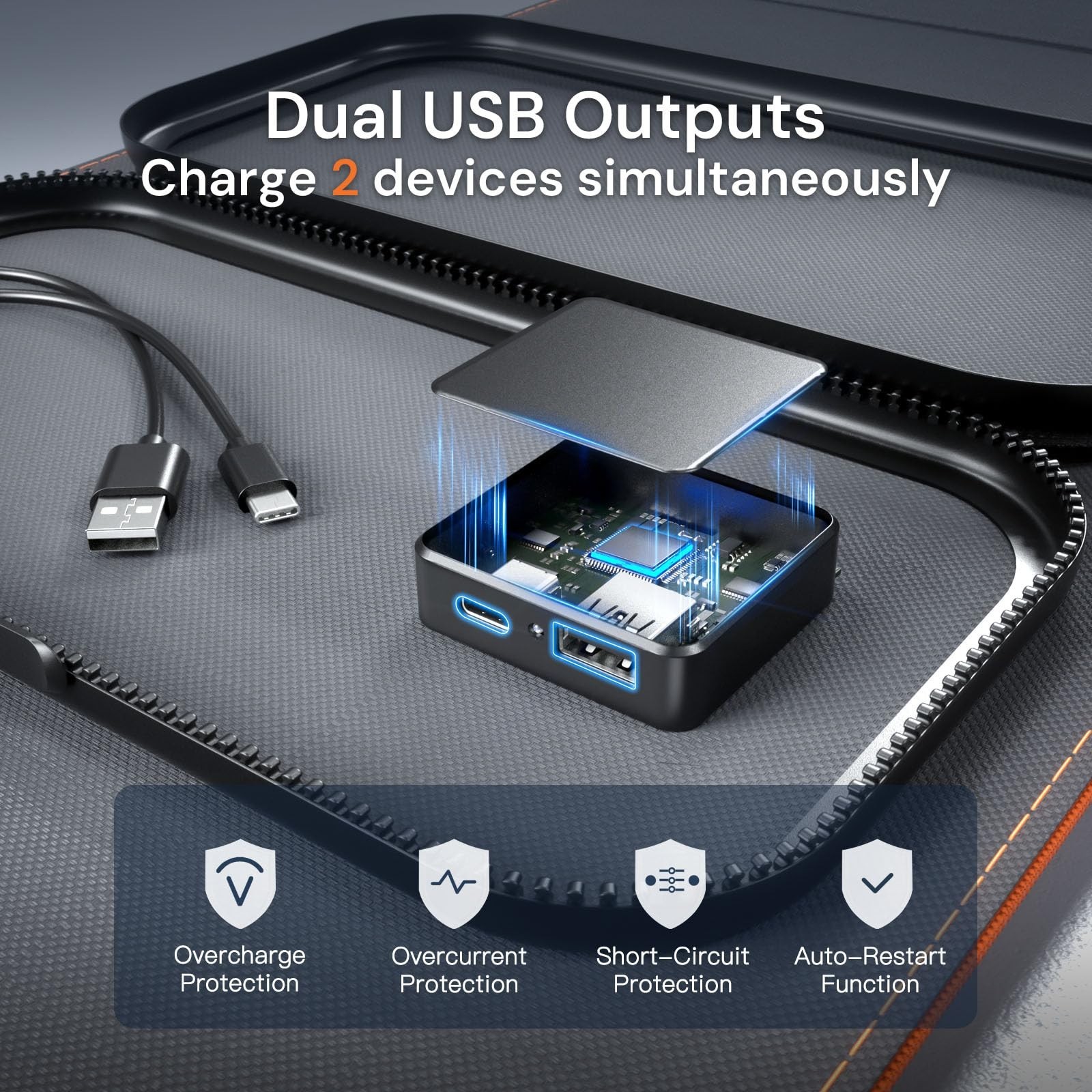 30W Portable Solar Charger, USB & Type-C Outputs, Fast Charge 2 Devices, IP67 Wa