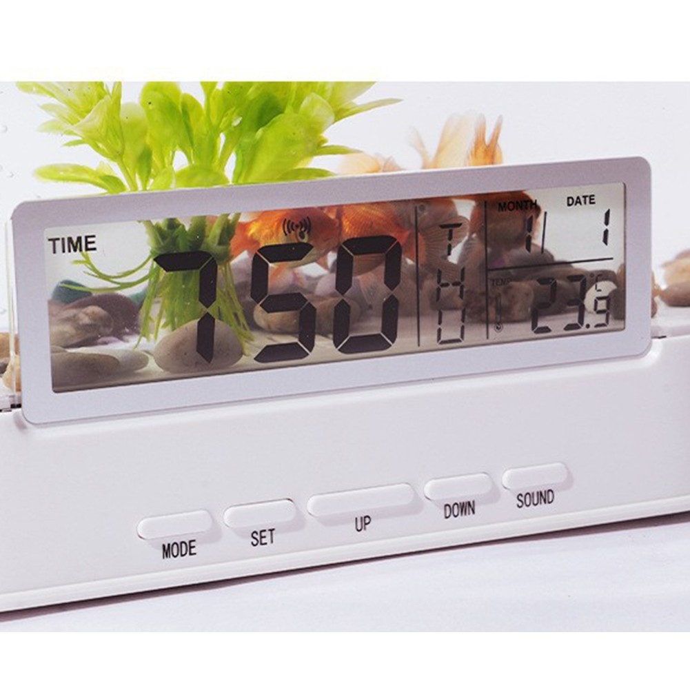 LED Desk Lamp Fish Tank with Smart Alarm Clock and Water Circulation System