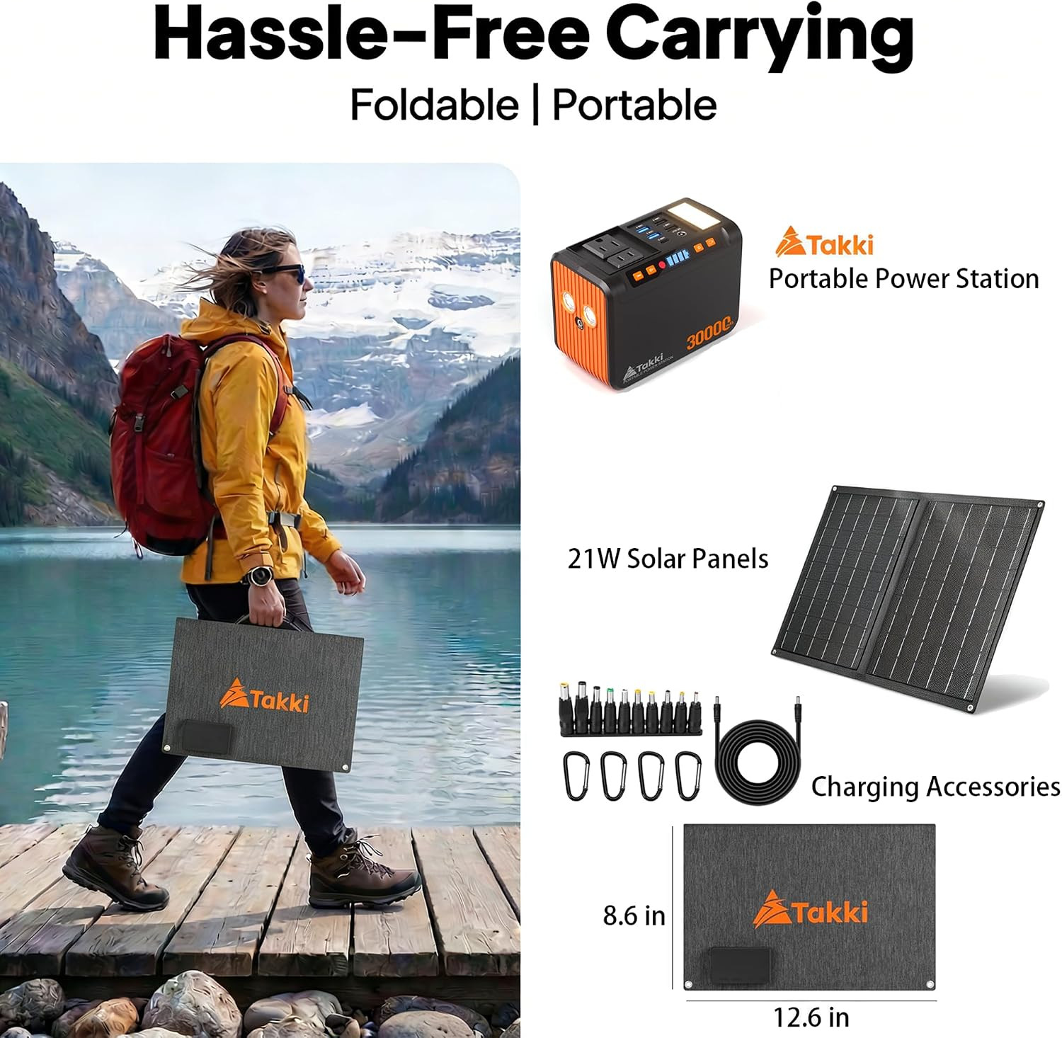 111Wh Portable Solar Generator Power Station with 21W Foldable Solar Panel, 120W