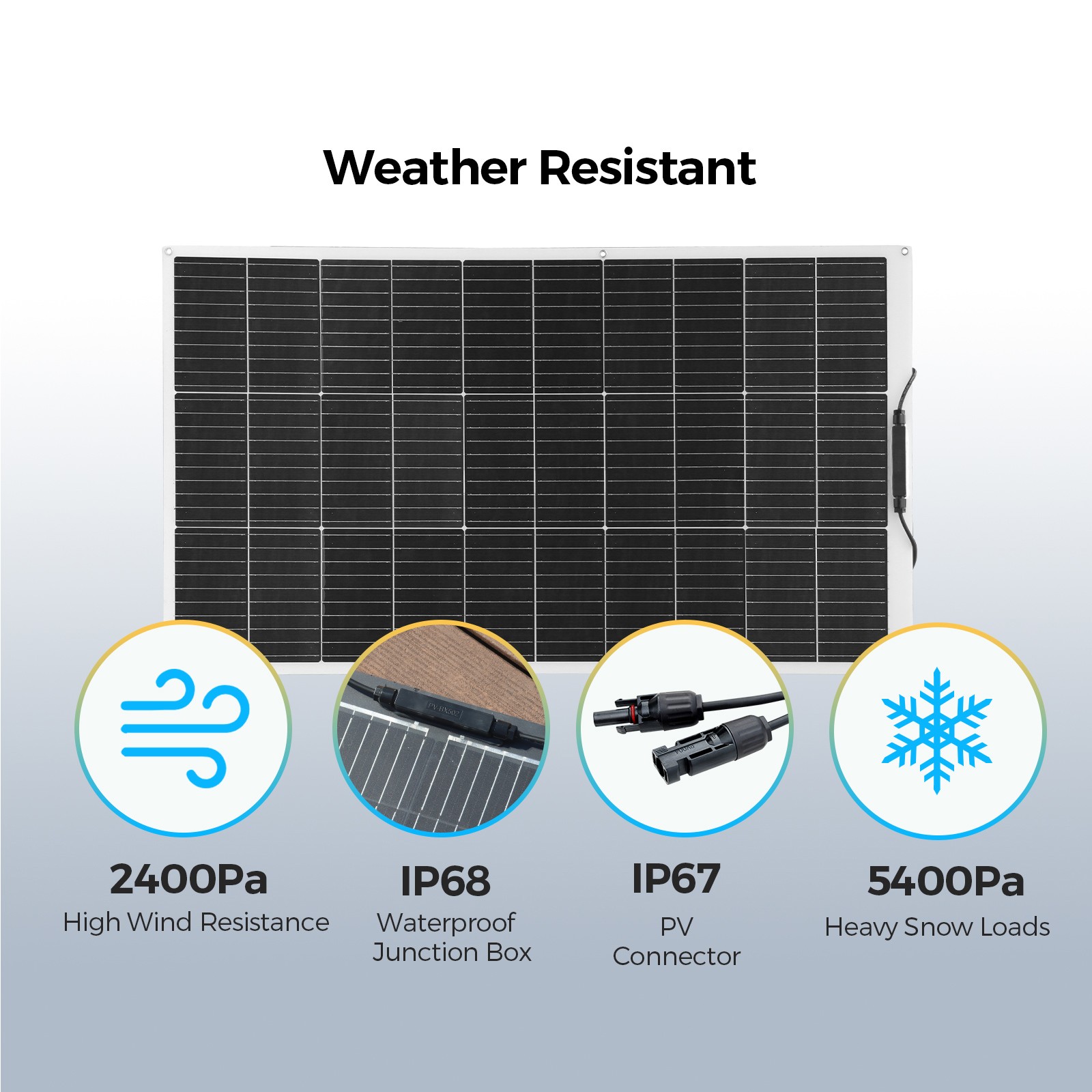 100W Flexible Solar Panel Monocrystalline PV Module For RV Boat Camper Off-Grid
