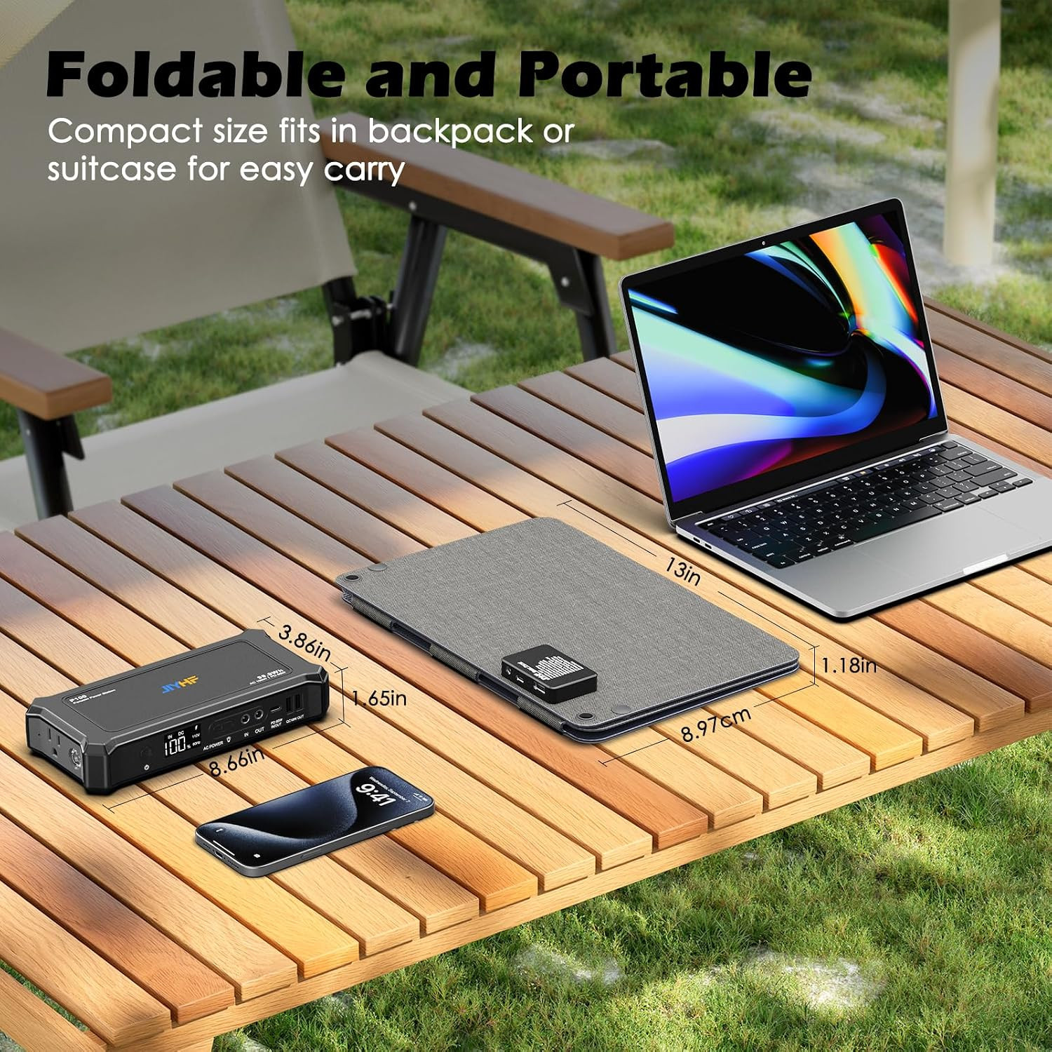 Portable Power Station with 30W Foldable Solar Panel – 99.9Wh Backup Battery, 10
