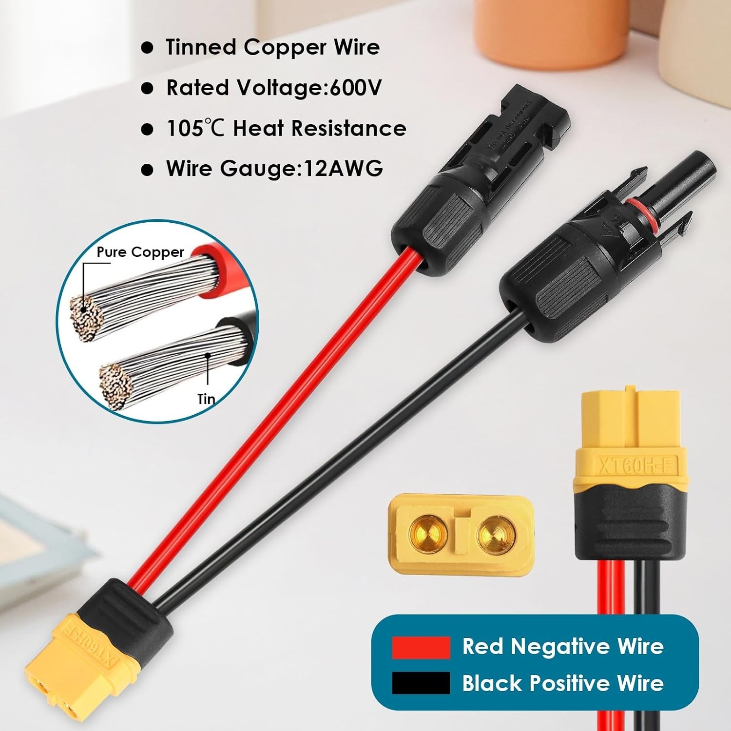 Waterproof & Dustproof 75FT XT60 Solar Cable – Perfect for Emergency Power Needs