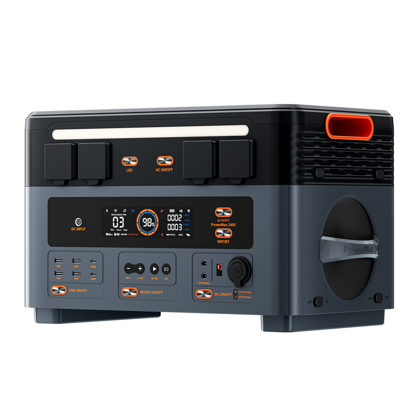 OSCAL Power Station 2400W 1872Wh Solar Generator Home Backup Dual Speakers I9N9