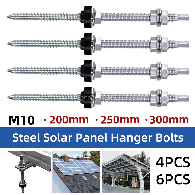 Solar Hanger Bolts Solar Panel Roof Mounting Screws 4/6Pcs M10 Solar Accessories