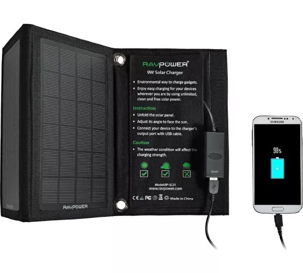 RAVPower 15W Foldable Dual-Port Waterproof Smart Solar Charger Kit RP-SC02