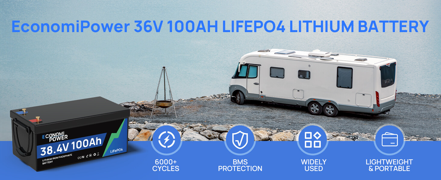 36V 100Ah LiFePO4 Lithium Battery100A BMS for Golf Cart Trolling Motor Solar RV