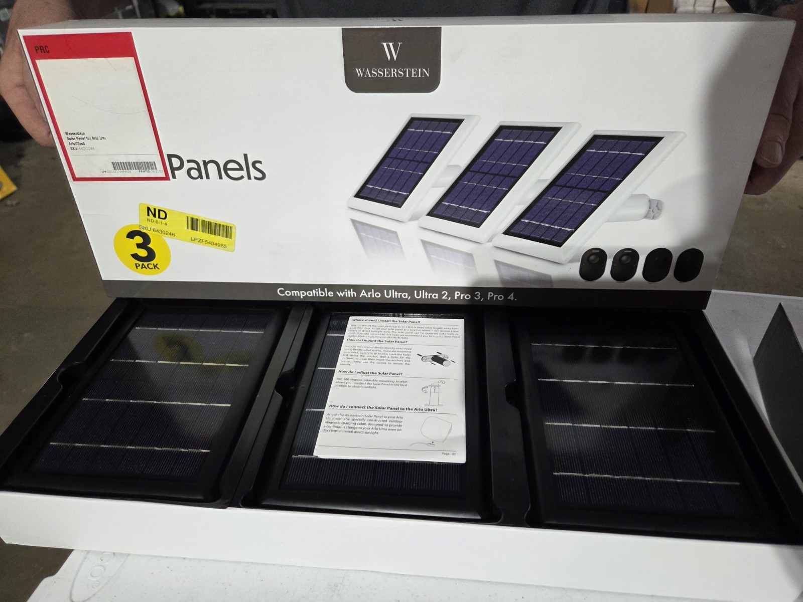 Wasserstein 3 Pack Solar Panels For Arlo Ultra, Ultra 2, Pro 3 And Pro 4 BLACK