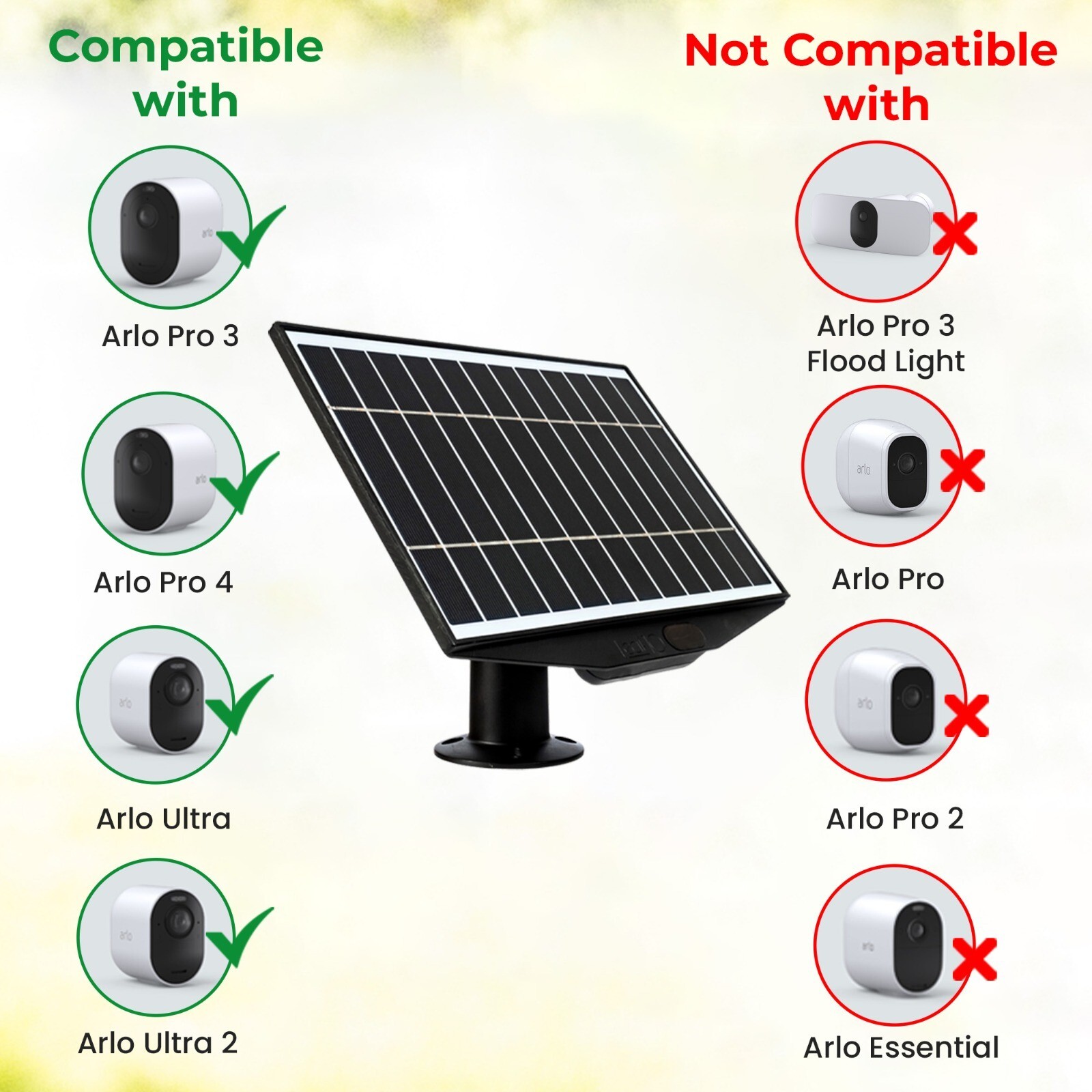 Leaf 10 5W Solar Panel Charger for Arlo Pro 3, Pro 4 & Ultra Cameras