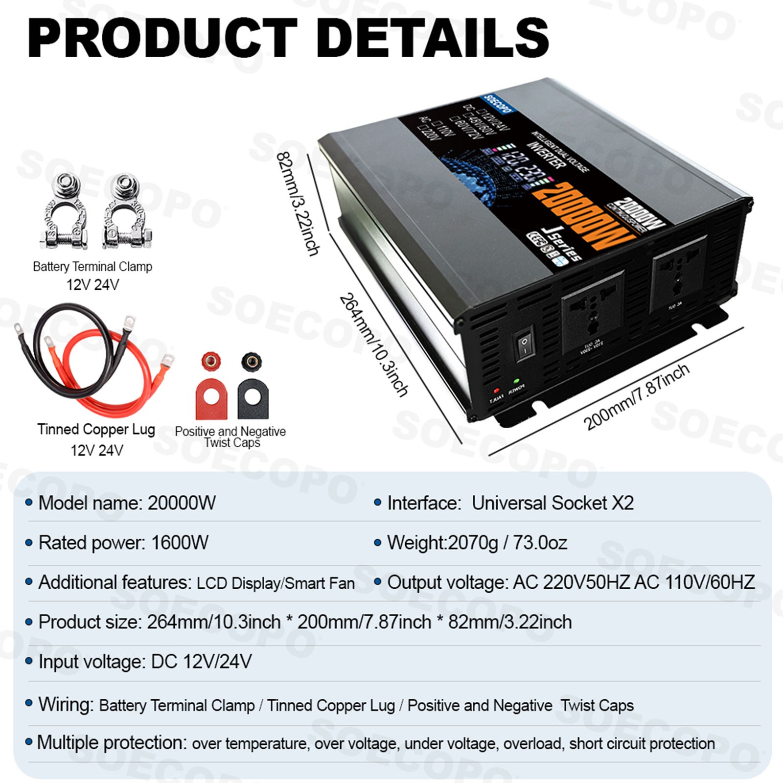 20000W Peak Solar System Kit Flexible Panel DC 12V/24V To AC 110V/220V Inverter