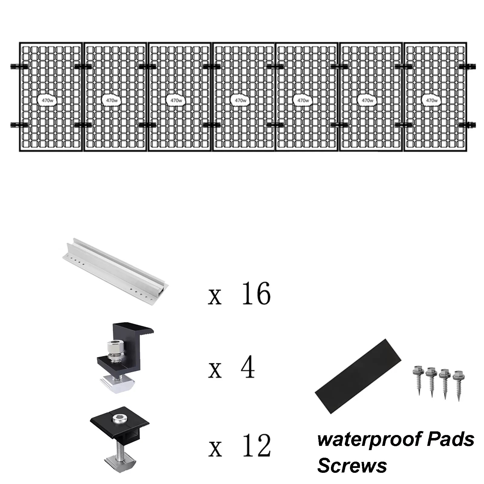 Solar PV Panel Mounting Rail Aluminium Roof Fixing End/Middle Clamp
