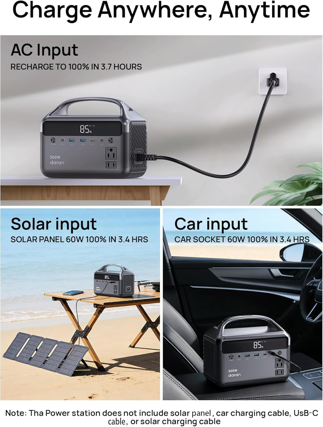 192Wh Solar Generator with Solar Panel Included Portable Power Station 300W LFP