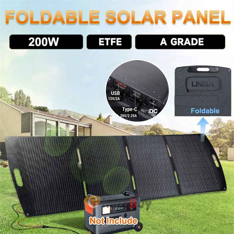 Upgrade Solar Panel 200W Mono Foldable Solar Charger for Camping Generator IP67