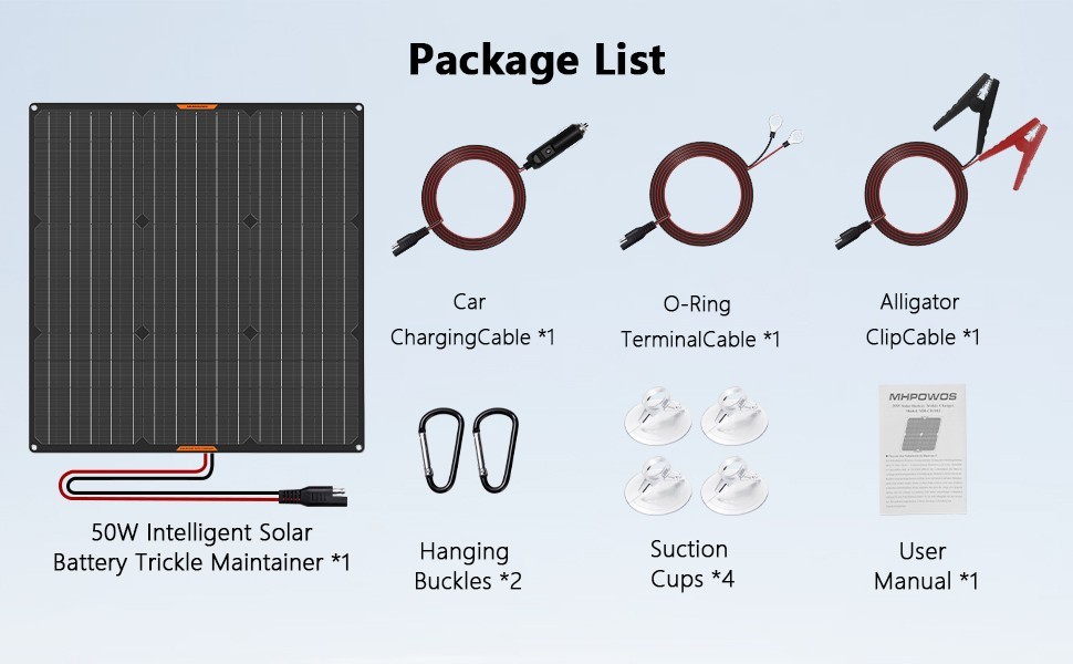 50 watt Solar Panel Kit 12V Battery Solar Trickle Charger for Car Boat RV