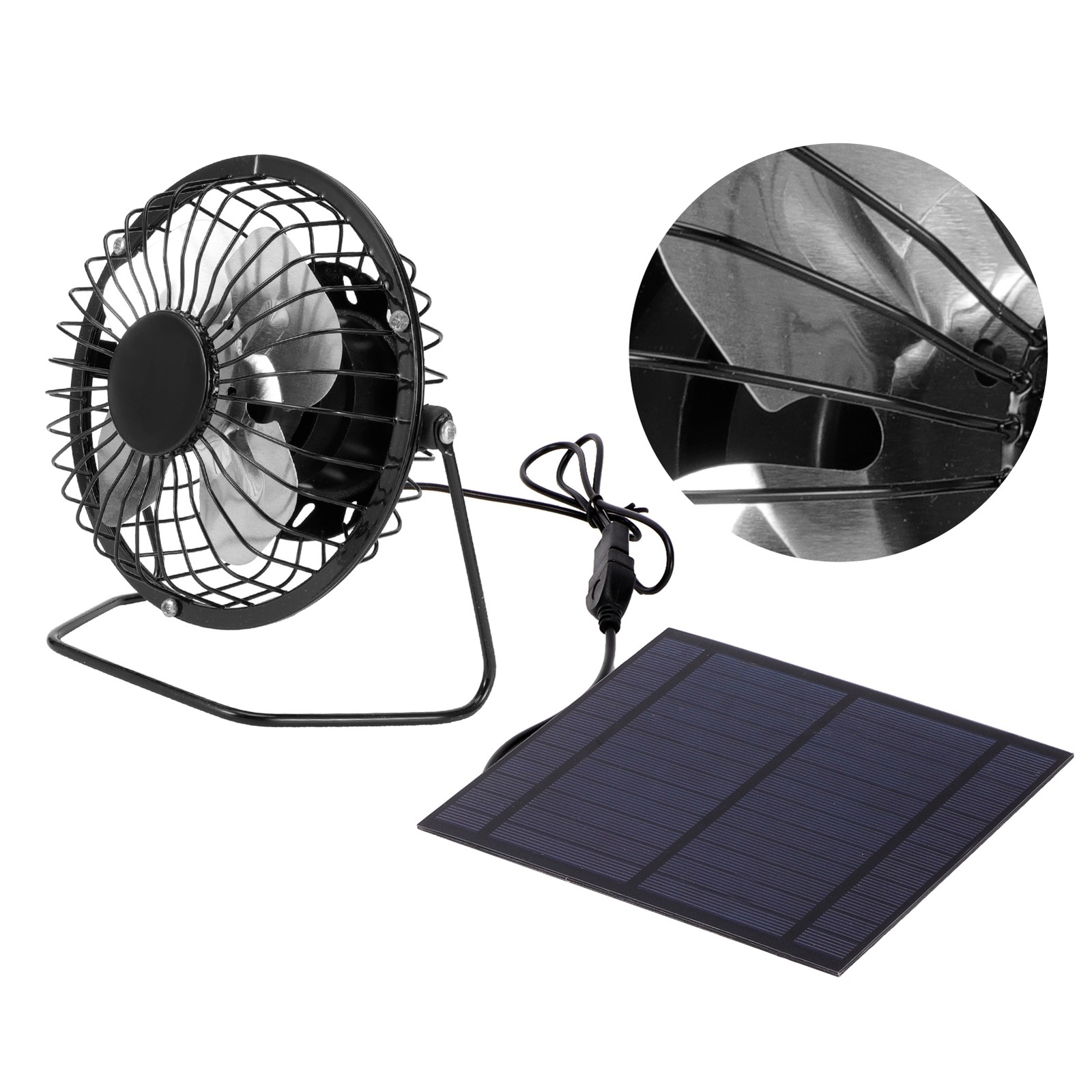 Solar Powered Fan 5W 6V Iron Solar Panel USB 5V Portable Silent Vent Fan