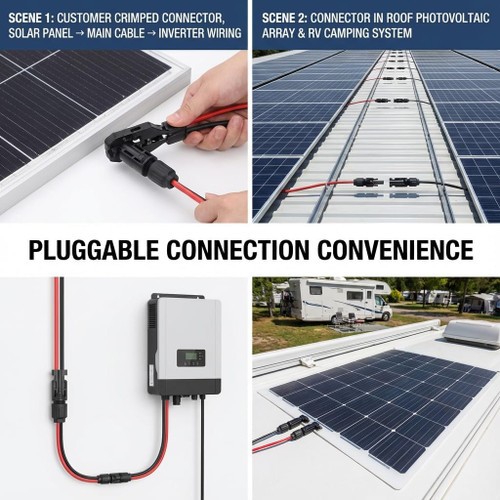 1pr Solar Panel Connectors, 1000V 30A IP67 Waterproof, Compatible 2.5/4/6mm² 12z