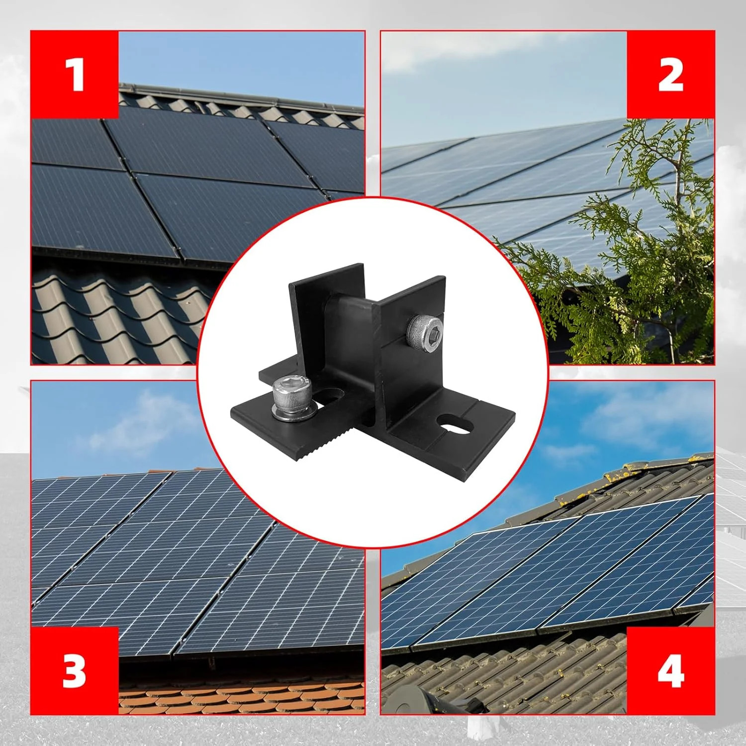 2 Pack Adjustable Solar Panel Tilt Mount Bracket Base, Tilt Angle 10-60 Flat Roo