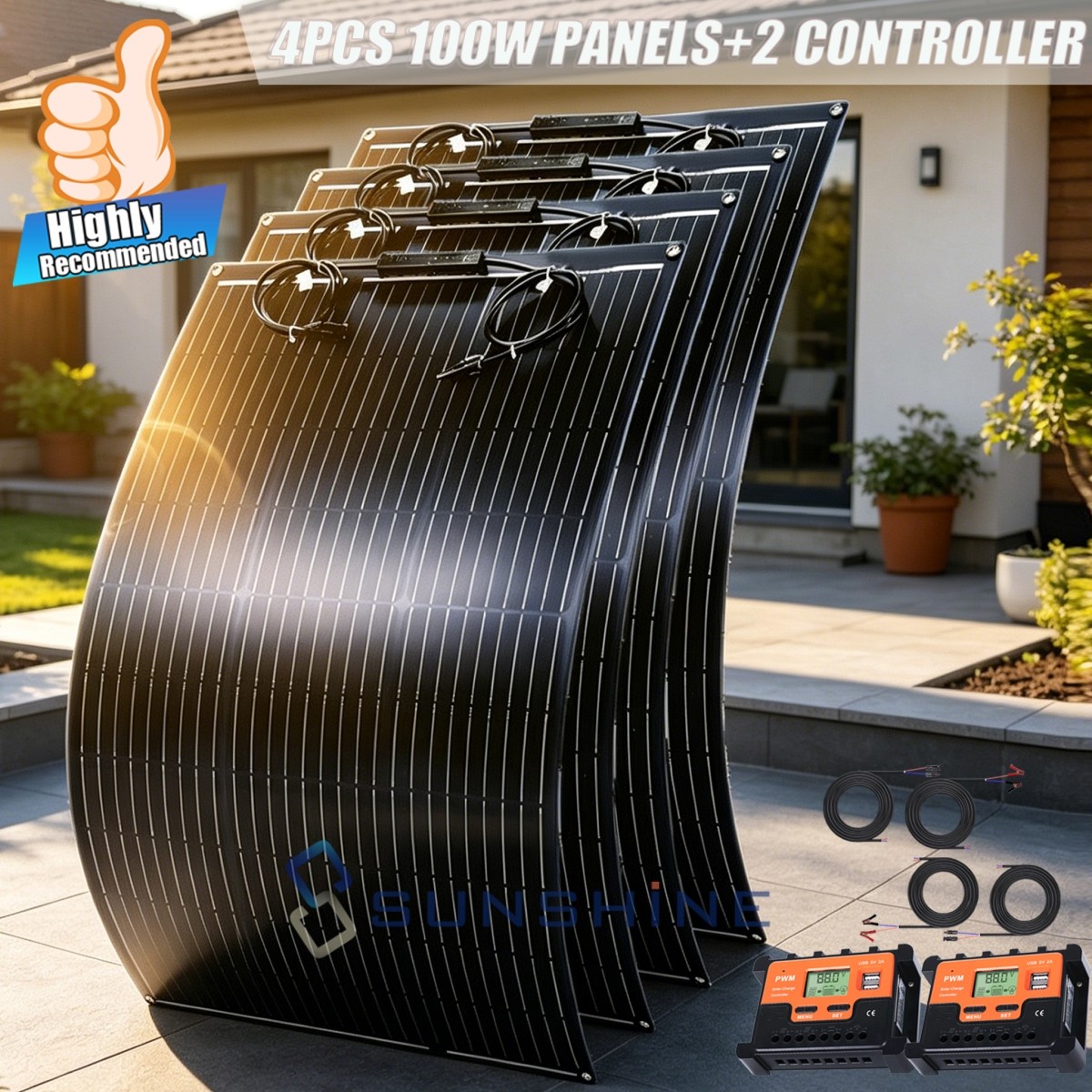 400W N-type Mono Rigid Big Solar Panel Kit PV moudle for Roof Power w/Controller