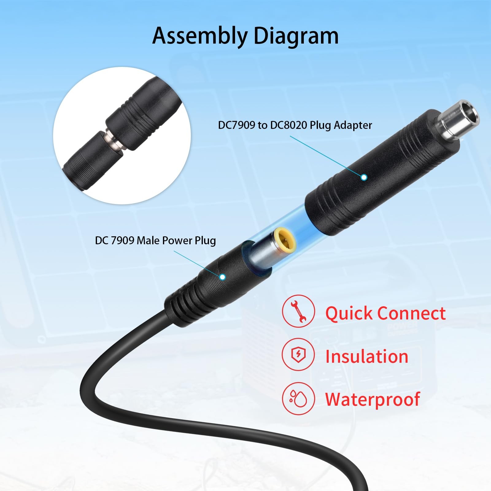 DC Power Extension Cable, 14AWG 20FT 8mm Male to Female Extension Cord with S…
