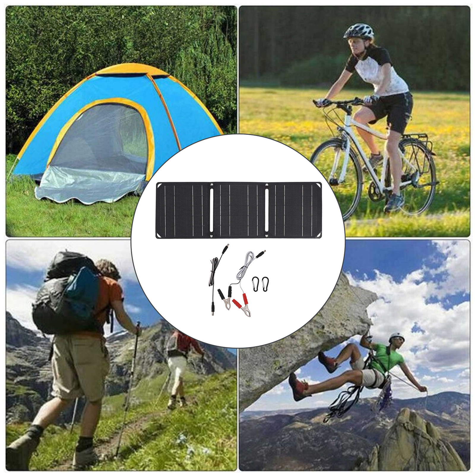 21W Portable Solar Panel Foldable Dual USB Charger Black For Phone Power Station