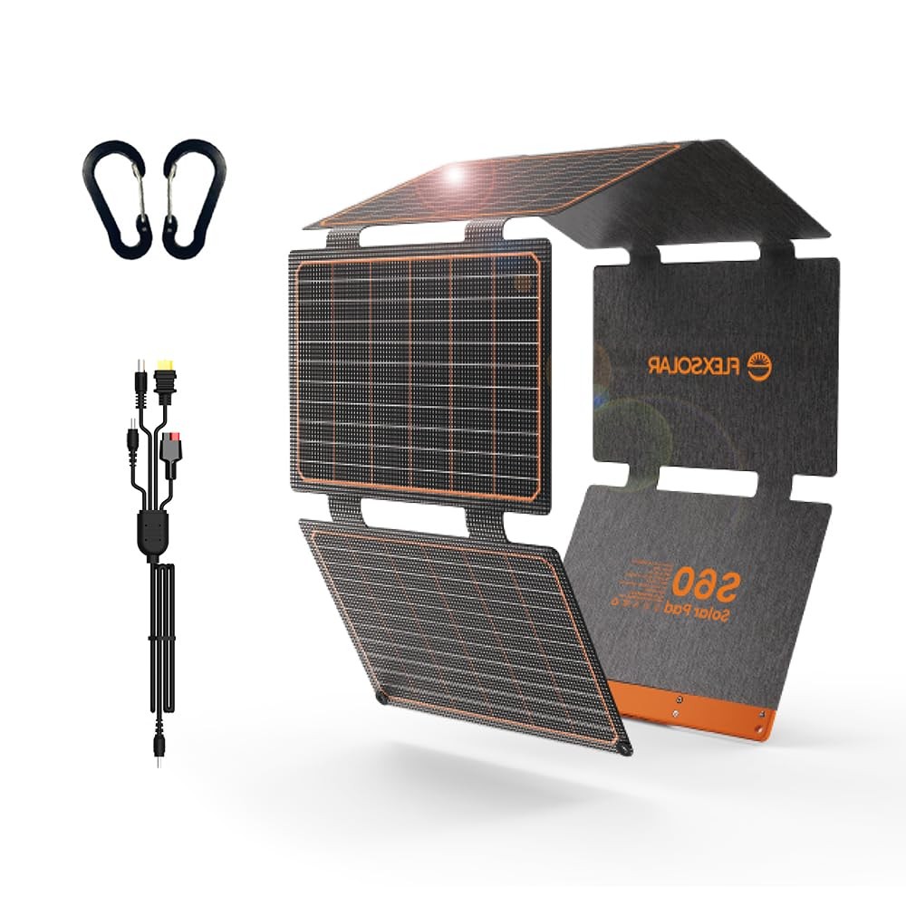 60W Portable Solar Panels Chargers with PD3.0 USB-C,QC3.0 USB-A and DC Output…