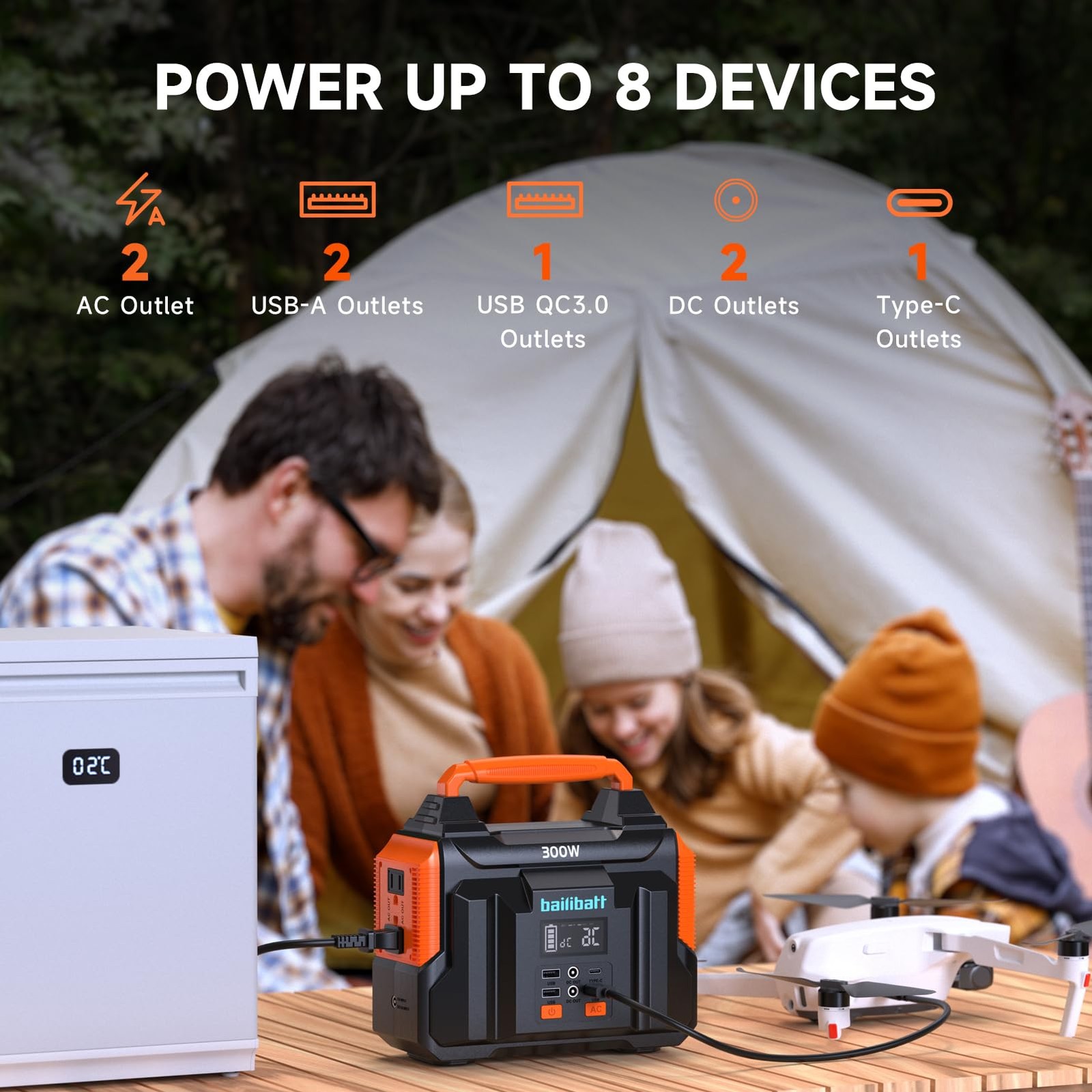 Portable Power Station 300W 257wh Lithium Battery Bailibatt Small Portable