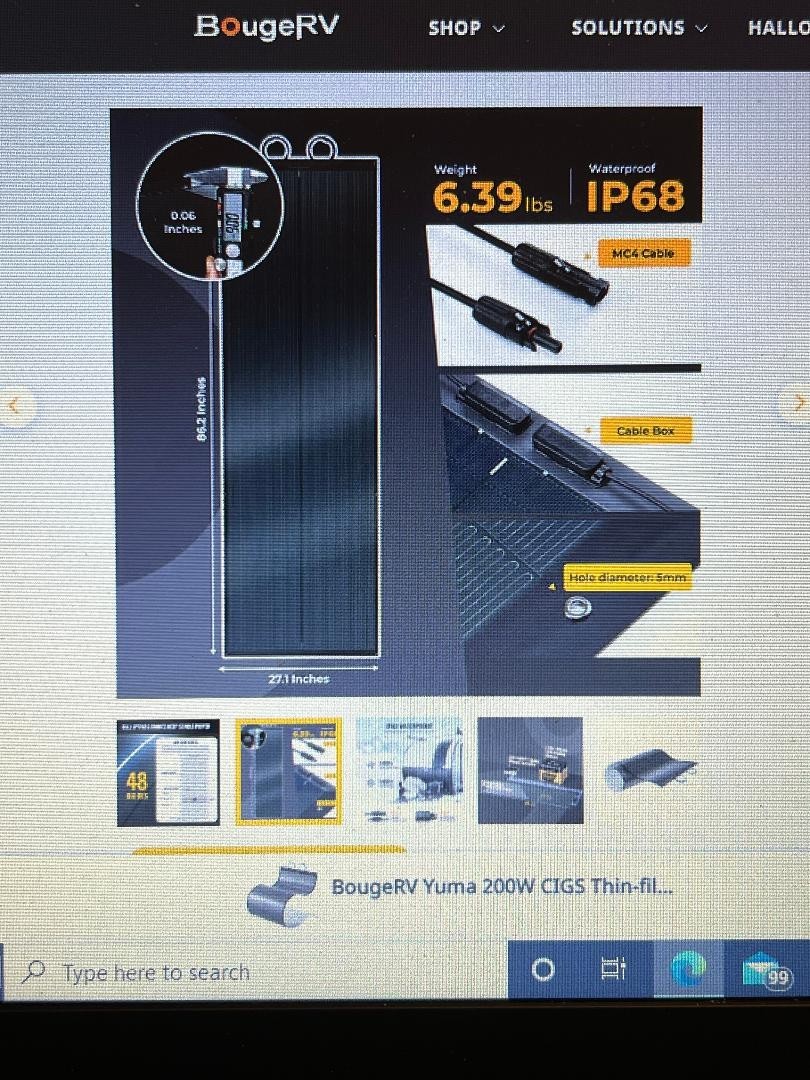 2 BougeRV Yuma 200W CIGS Thin-Film Flexible Solar Panels – New In The Box