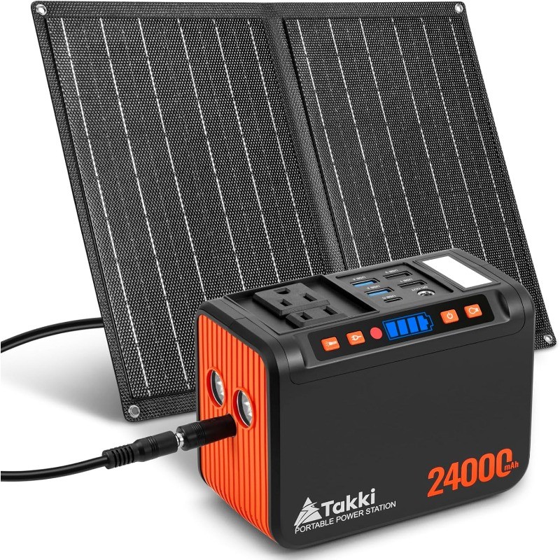 Solar Generator 120W Peak Portable Power Station 21W Solar Panel 88.8Wh Battery
