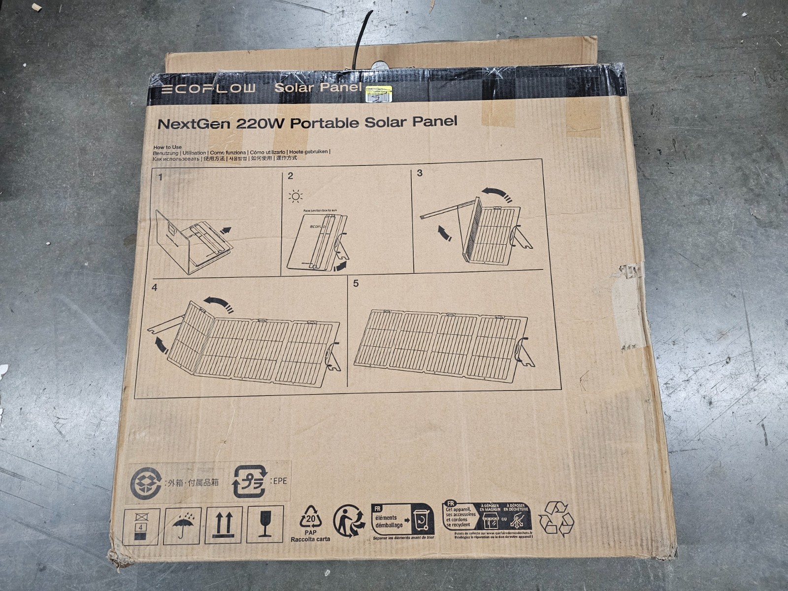 EF ECOFLOW 220 Watt Portable Solar Panel, 25% High Conversion Efficiency