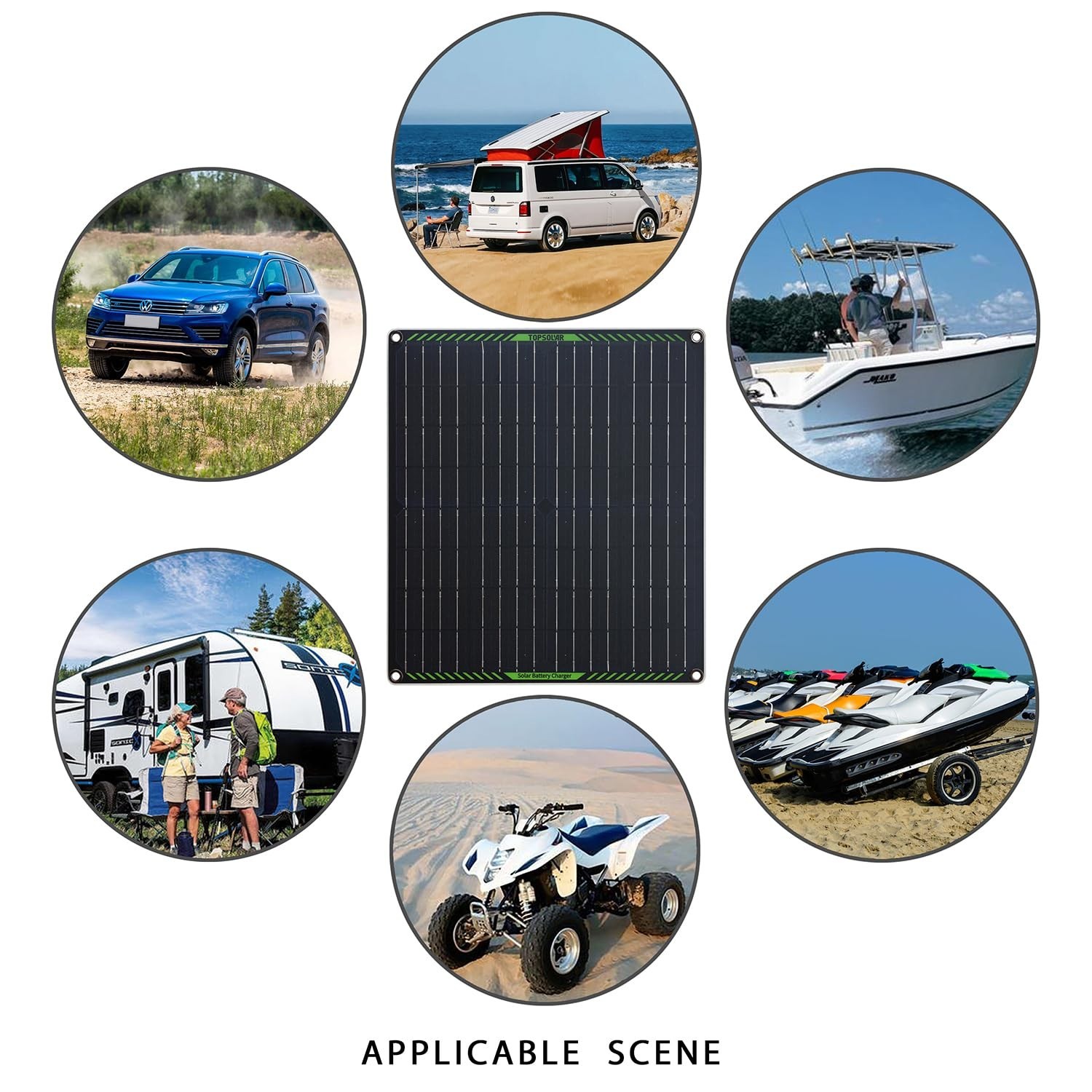 Topsolar 20W 18V Solar Panel Portable Battery Charger/Maintainer for Car, Mot…