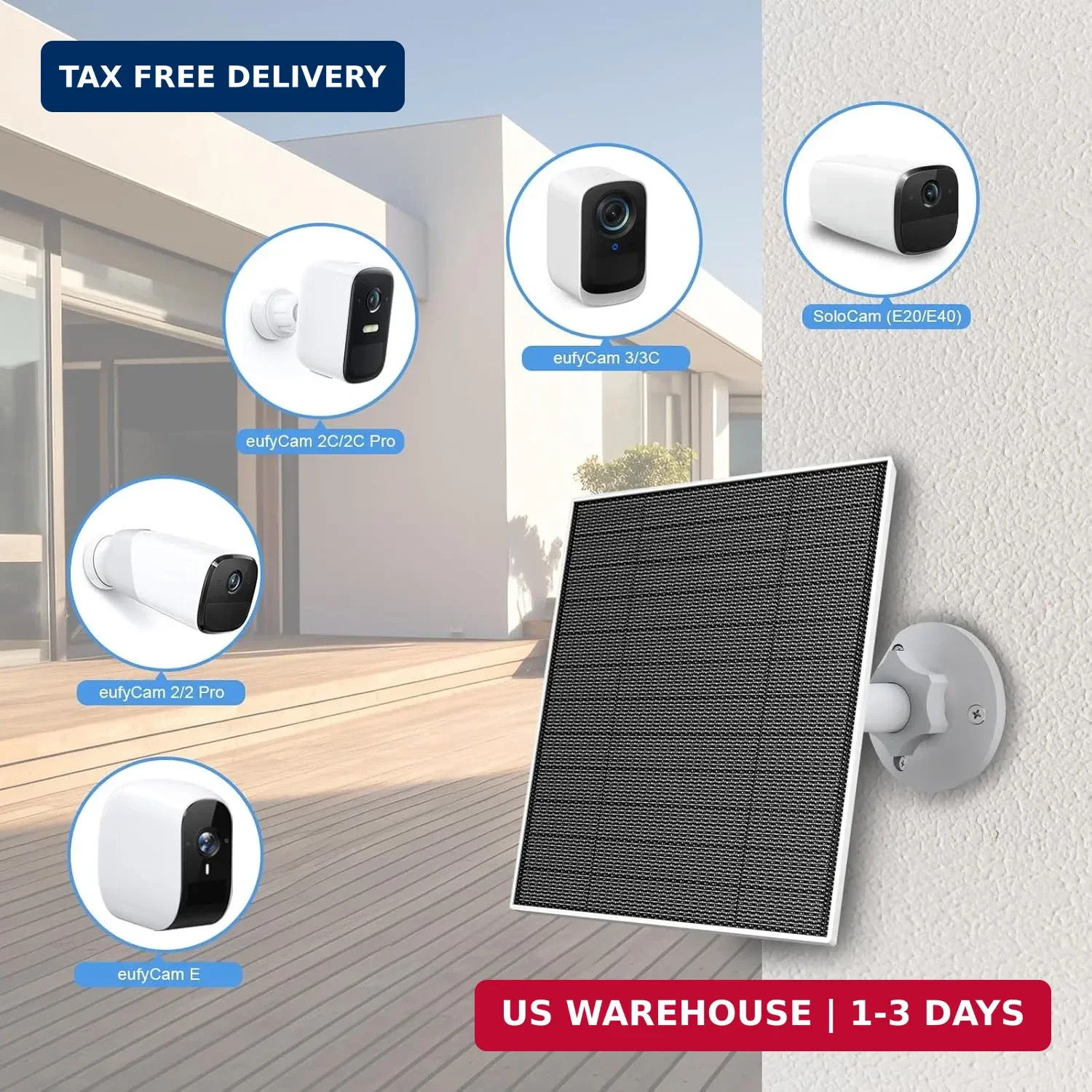 Solar Panel for Eufy Outdoor Camera, 5W Solar Panel Charger Compatible with Eufy