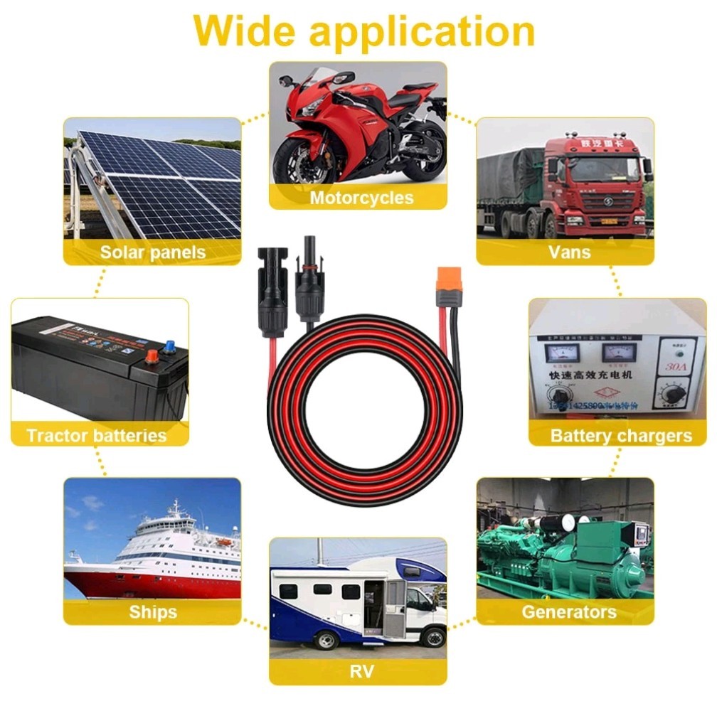 10ft XT60i Female to Solar Connector Solar Panel Charging Cable 12 AWG-SEE NOTE*