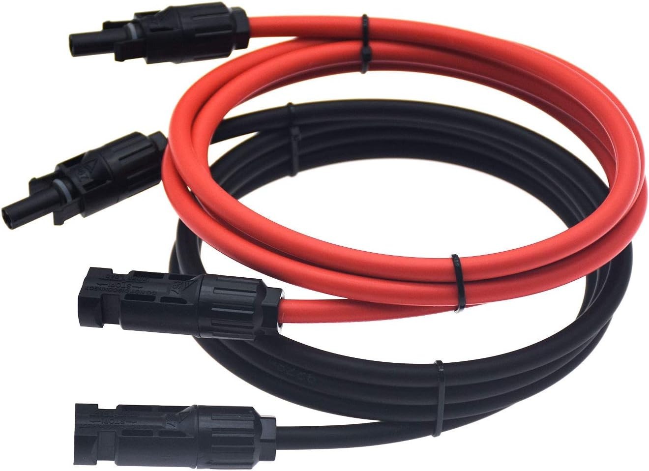 1 Pair Black + Red 10AWG(6mm²) Solar Panel Extension Cable Wire Connectors 5ft-2