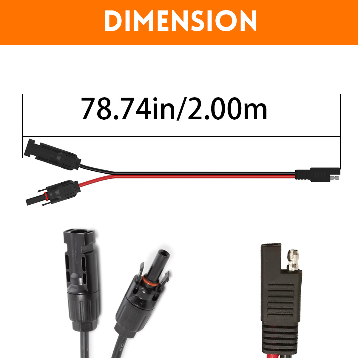 6FT 16AWG SAE to Solar Panel Adapter Cable RV Solar Connector Solar to SAE