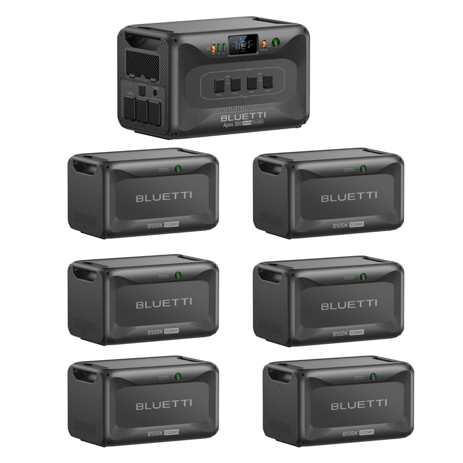 BLUETTI Apex 300 Portable Power Station 33484.8Wh + QTY 6 OF B500K Batteries