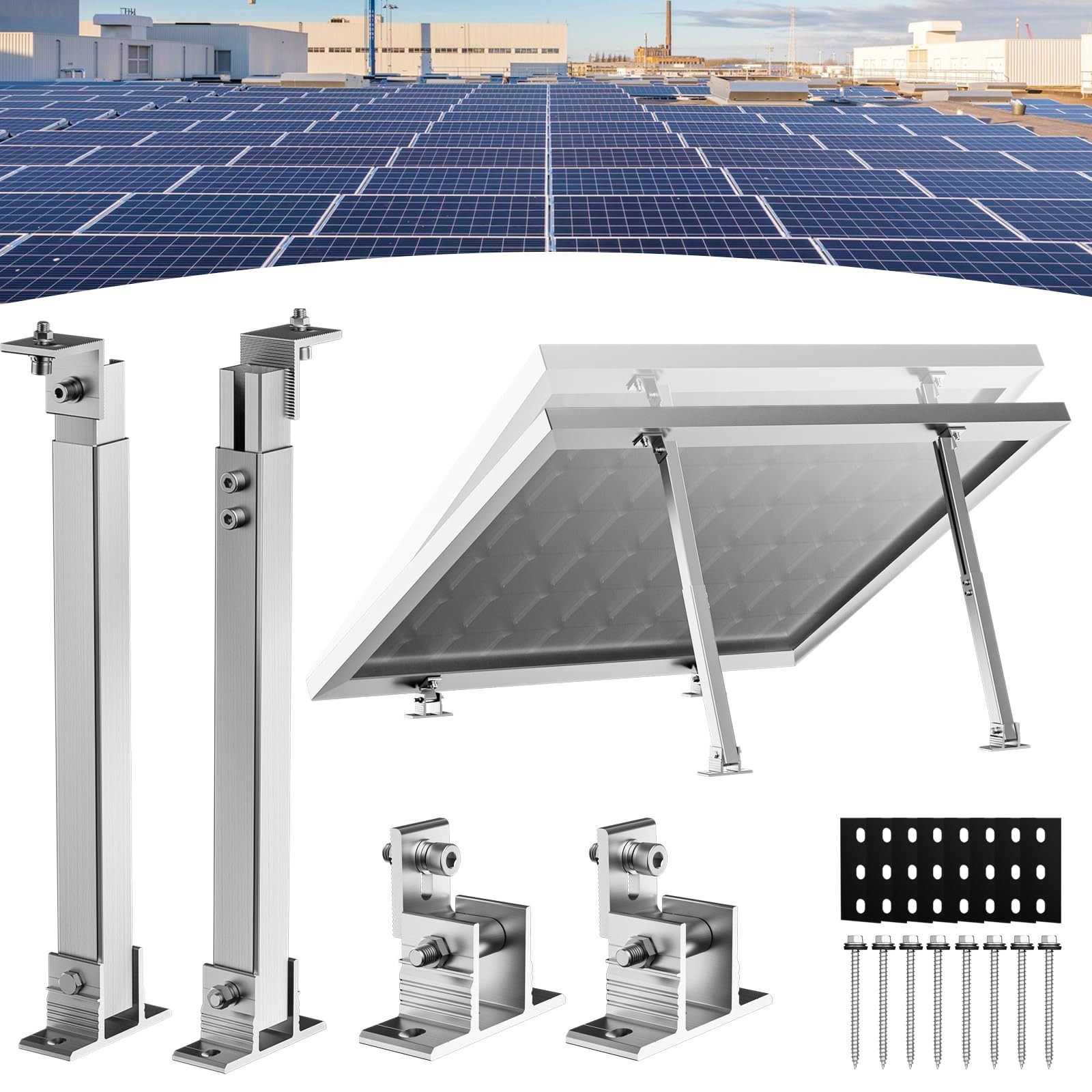 1 Set Adjustable Solar Panel Tilt Mount Brackets Aluminum Alloy Mounting Brac…
