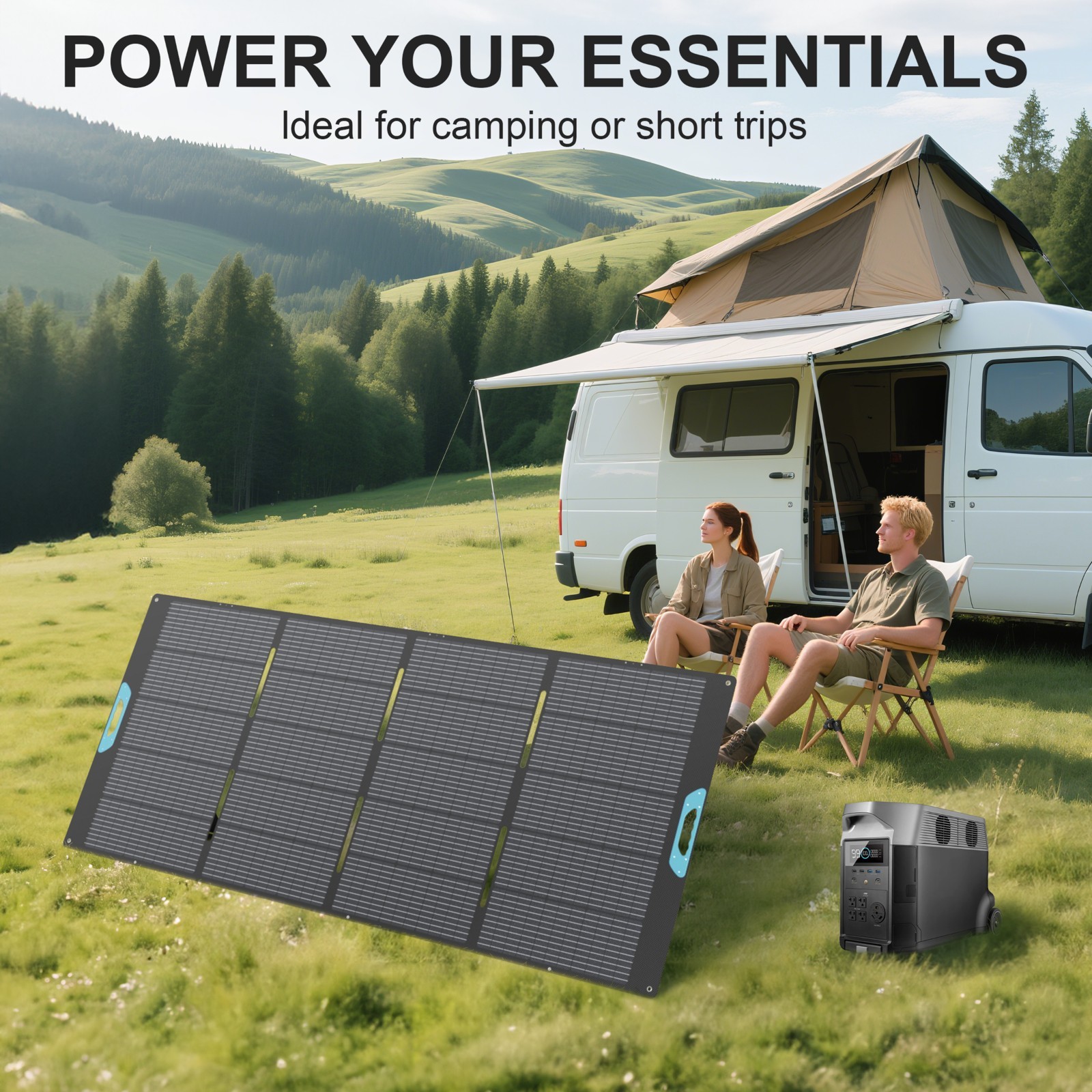 E-POWO 2pcs 400 watt Solar Panel Foldable for Camping Off Grid Power Stations