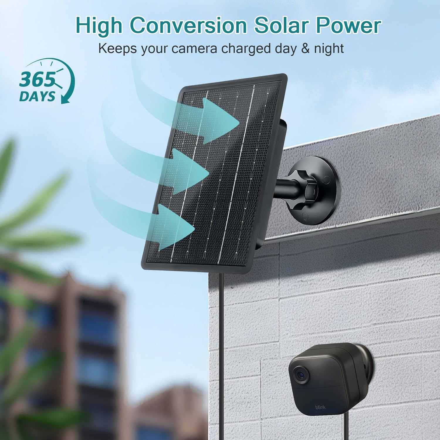 3W Solar Charger for Blink Outdoor Cameras with Adjustable Mount and Waterproof