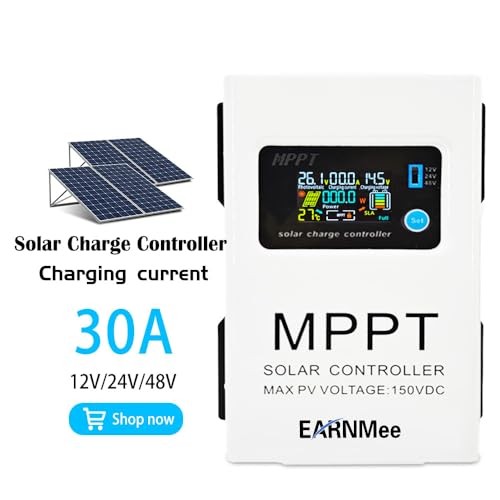 30A MPPT Solar Charge Controller, 150VDC PV Input, 12V/24V/48V white30A